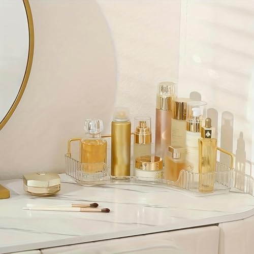 Organizador de esquina para mostrador de baño, bandeja de perfume y organizador de tocador, almacenamiento de cosméticos de maquillaje, organizadores de almacenamiento de esquina para baño, cocina,