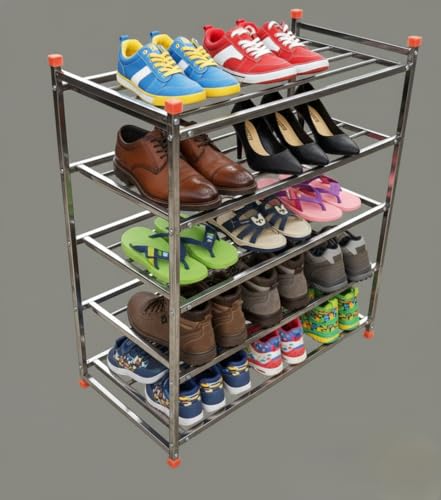 Image of Stainless Steel Shoe Rack Multilayer /Book Shelves /Multipurpose Rack (5 Shelf Stainless Steel Shoe Rack)