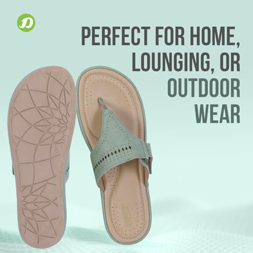 Image of DOCTOR EXTRA SOFT Women's Flat Memory Foam Slippers /Flip-Flops Fashion Stylish Casual Comfortable Diabetic Orthopedic Lightweight Synthetic Slip-On Sandals With Adjustable Strap For Girls D-608