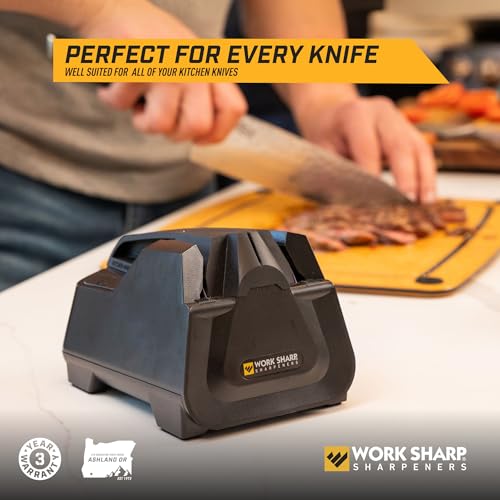 Image of Work Sharp Electric Kitchen Knife Sharpener - Get knives ready for cookouts and BBQ's- Fits in Kitchen Drawer, Sharpens every time, fast & easy