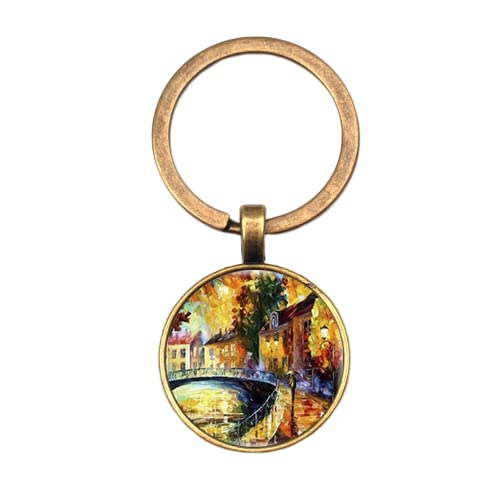 Imagen de arte encantador regalo pareja París calle romántica amantes llavero llavero castillo edificio ornamento colgante lindo, blanco, L Cover