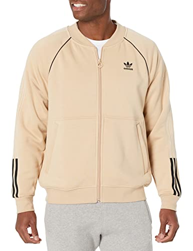 Adidas Originals Men's Fleece Superstar Track Top, Magic Beige/Black, Medium #TOP7