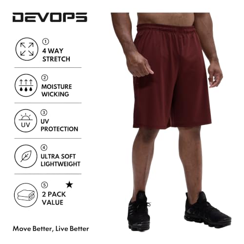 Image of DEVOPS Men's 2-Pack Loose-Fit 10 inch Workout Gym Shorts with Pockets