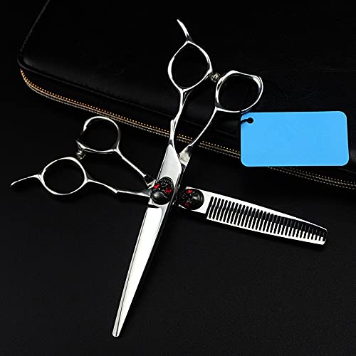 Ciseaux de Coiffure Professionnels Japonais en Acier 440c, 6 Pouces, Motif tête de Mort Rouge, Ciseaux de Coiffure à effiler (effilage)