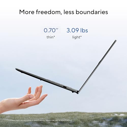 Image of ASUS Vivobook S14 Laptop (2026), Copilot+ PC, 14 inch 16:10 WUXGA OLED Display, Intel Core Ultra 7 355 Processor, Intel Graphics, 32GB RAM, 1TB SSD, WiFi 6, Windows 11 Home, Matte Gray, S3407AA-DS77