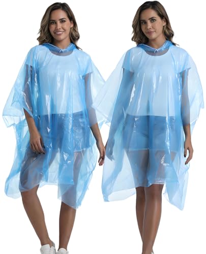 Image of 4 /6 /12 Pack Disposable Rain Ponchos for Adults - Emergency Rain Poncho for Camping Hiking Travelling