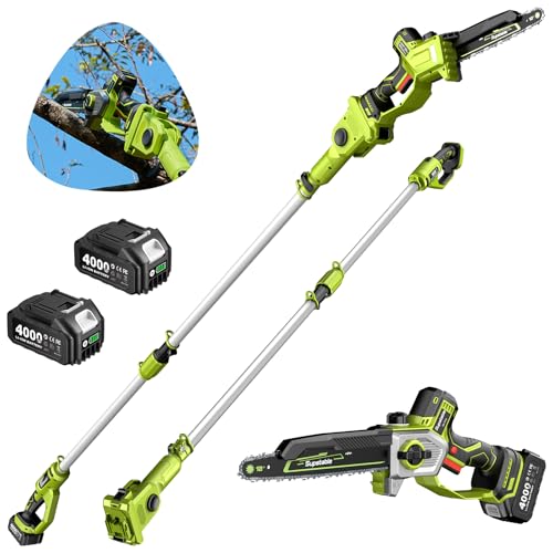 10 Inch Electric Pole Saws for Tree Trimming, 1000W Brushless Pole Saw and Mini Chainsaw 2 in 1, 2 *...