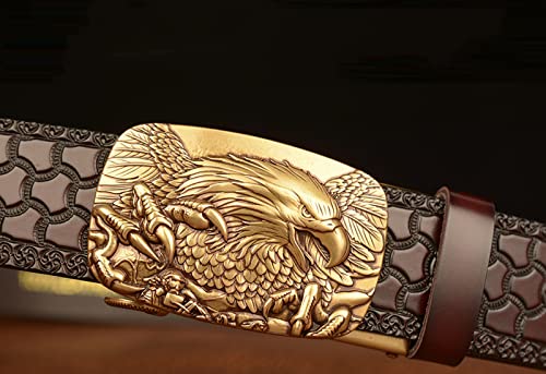 Western Ratchet Belt for Men – 3D Eagle Buckle Vintage Distressed Genuine Leather Cowboy Jeans4