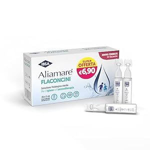 Aliamare Flaconcini – 30 flaconcini monodose | Soluzione isotonica di acqua di mare per l’igiene e l’aerosolterapia, indicato per adulti e bambini