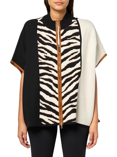 MULTIPLES Women's Mock Neck Front Zip Thru Collar Poncho, Multi