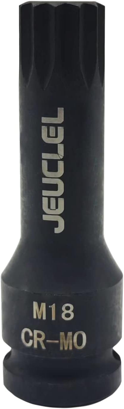 JEUCLEL M18 Triple Square Impact Spline Bit Socket, 18mm Metric 1/2-Inch Impact Drive Triple Square Socket, Cr-Mo Steel Lengthen Screwdriver Socket Adapter