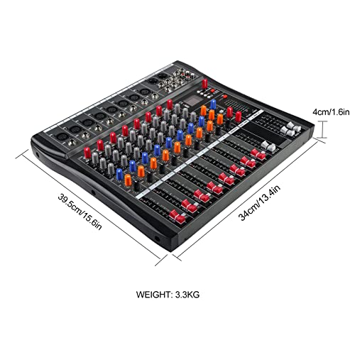 Dj Mixer Board 8 Channel Mixer Professional Digital Audio Mixer With Bluetooth, Usb Sound Mixer With Mp3 Playback, Xlr Microphone Jack, 48V Power Supply, Stereo Dj Studio Fx Analog Digital Effects #TOP6
