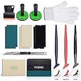 FOSHIO Car Wrap Vinyl Vehicle Film Tool Kit with Film Scrapers, Wool squeegee, Vinyl Cutters, Tint Magnet holders, Gloves,3 Kinds of Squeegee Felts and Flexible Micro Squeegee