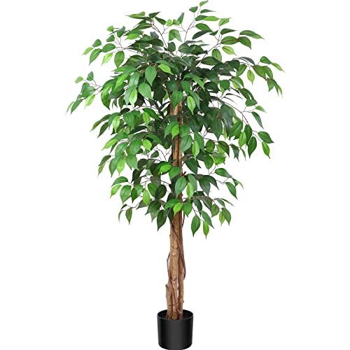 Soguyi 4Ft Ficus Artificial Trees With Realistic Leaves And Trunk, Silk Fake Ficus Tree With Plastic Nursery Pot, Faux Ficus Tree For Office Home Farmhouse For Indoor Outdoor Decor(Set Of 1) #TOP15