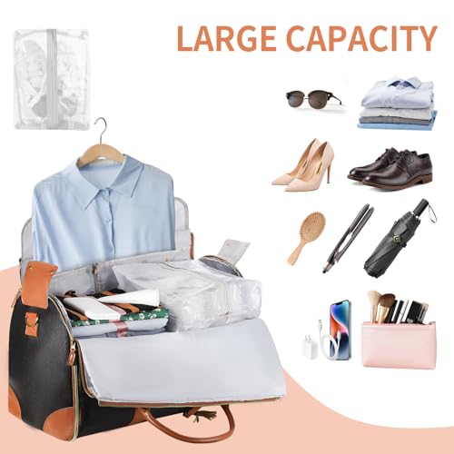 Travel Bags Premium PU Leather Wrinkle-Free Packing Design and 7 different storage compartments perfect for Men and Women Travel (Charcoal)2