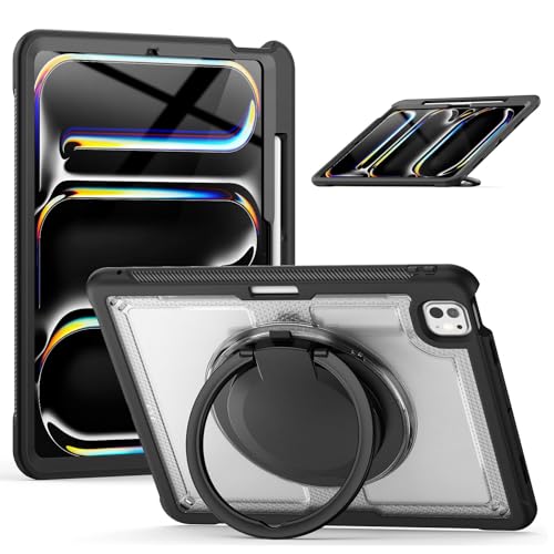 Étui iPad Pro 13 M4 2024 avec porte-crayon antichoc militaire transparent