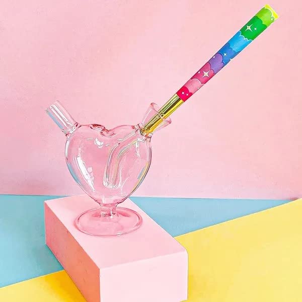 BlogBlog Hookah 80mm Herzform Liebe Rosa DAB Rig Glas Wasserpfeife Glas Bong – Bild 8