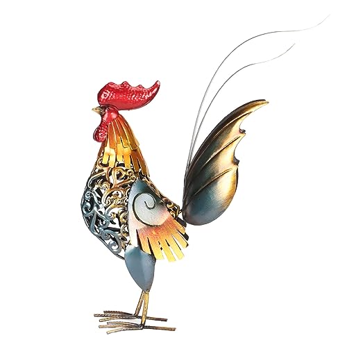 Hztyyier Sculpture de Coq en Métal, Statue Décorative en Fer pour Jardin, Terrasse, Maison