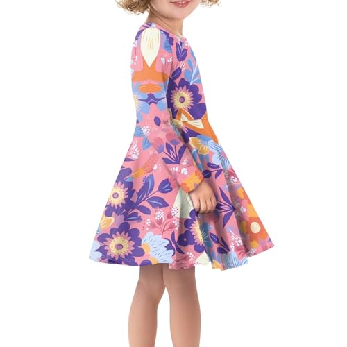 Long Sleeve Soft Comfy Casual Fall Dress for Girls Cute Graphic Print Fit and Flare A Line Party Spring Dresses4