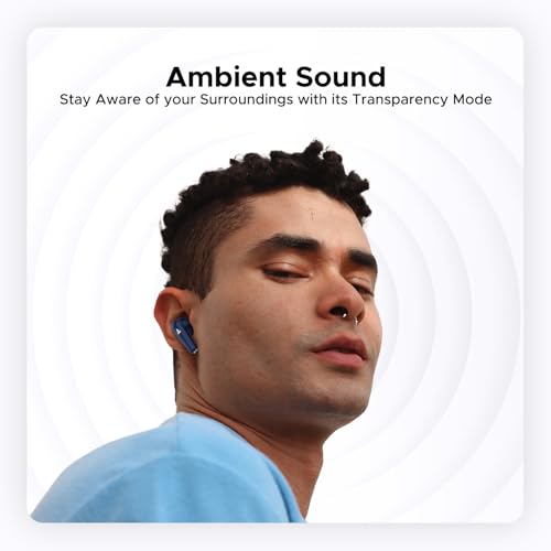 Image of Boat Airdopes 131 Elite ANC, 32dB Active Noise Cancellation, 60HRS Battery, Ambient Mode, 4Mics ENx, Fast Charge, IPX5, v5.3 Bluetooth Earbuds, TWS Ear Buds Wireless Earphones with mic (Dawn Blue)