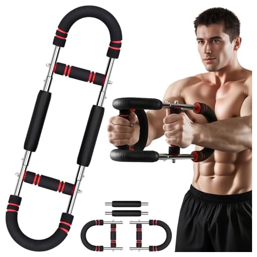 Twister Armtrainer Barra de Torsión en U Ajustable 3 Niveles (30/40/50KG) Entrenador Completo de Cuerpo Portátil Antideslizante y Antipinchazo Acero Reforzado Para Casa Oficina Viajes