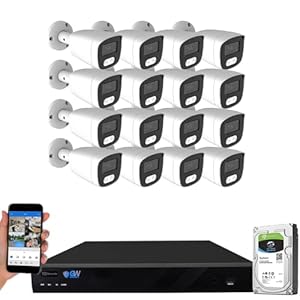 GW Security 16 Channel 12MP NVR 4K Security Camera System with 16 x 8MP PoE Spotlight Color Night Vision Outdoor/Indoor Microphone Bullet Cameras, Smart AI Human/Vehicle Detection