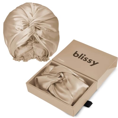 BLISSY Silk Bonnet For Sleeping For Long And Curly Hair - 100% Pure Mulberry Silk 22 Momme 6a High-grade Fibers