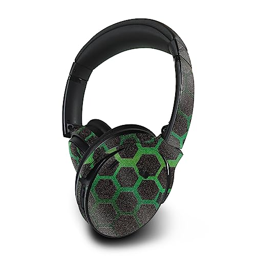 Image of MightySkins Glossy Glitter Skin Compatible With Bose QuietComfort 45 Headphones - Green Hex | Protective, Durable High-Gloss Glitter Finish | Easy to Apply, Remove, and Change Styles | Made in The USA
