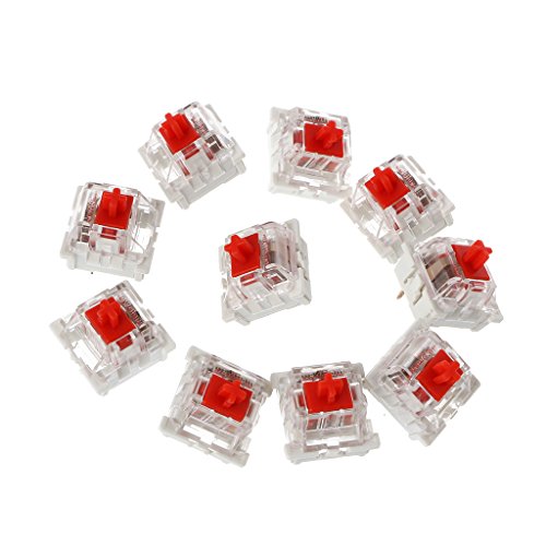 chenpaif 10Pcs 3 Pin Interruptor de Teclado mecánico Reemplazo Rojo para Gateron Cherry MX