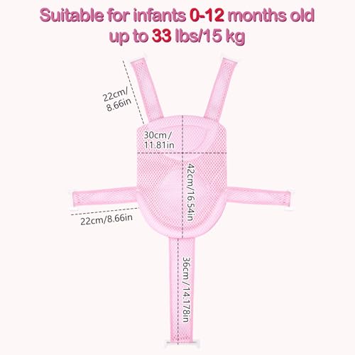 Image of Colorlife Baby Bath Seat Support Net Infant Bathing Seat Support Mat, Adjustable Comfortable Non-Slip Five-Pointed Baby Shower Net Bathtub Sit Up Mesh for Newborn 0-12 Months-Light Pink(No Bathtub)