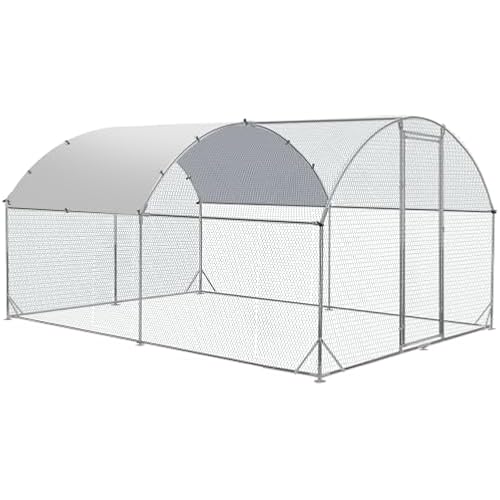 Large Metal Chicken Coop Round Top Upgrade Tri-Supporting Wire Mesh Chicken Run,Chicken Pen with Water-Resident and Anti-UV Cover,Duck Rabbit House Outdoor (13'L x 9'W x 6.5'H)