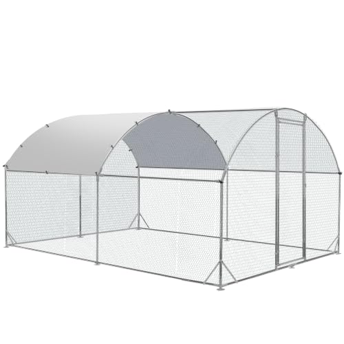 Large Metal Chicken Coop Round Top Upgrade Tri-Supporting Wire Mesh Chicken Run,Chicken Pen with Water-Resident and Anti-UV Cover,Duck Rabbit House Outdoor (13'L x 9'W x 6.5'H)