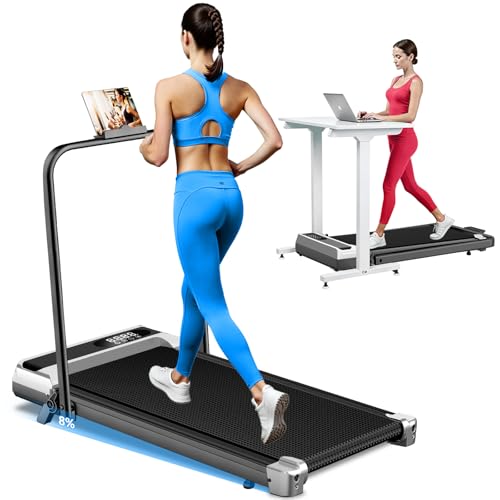Walking Pad Treadmill with 8% Incline for Home Office,3.0HP Low Noise Portable Folding Under Desk Treadmill with Remote Control,Jogging Running Machine,350 Lbs Capacity,LED Display,Handle Bar