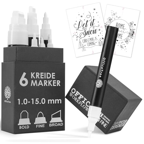 OfficeTree 8x Kreidemarker – Bunt, Spitzen 1-6 Mm Wechselbar, Abwaschbar