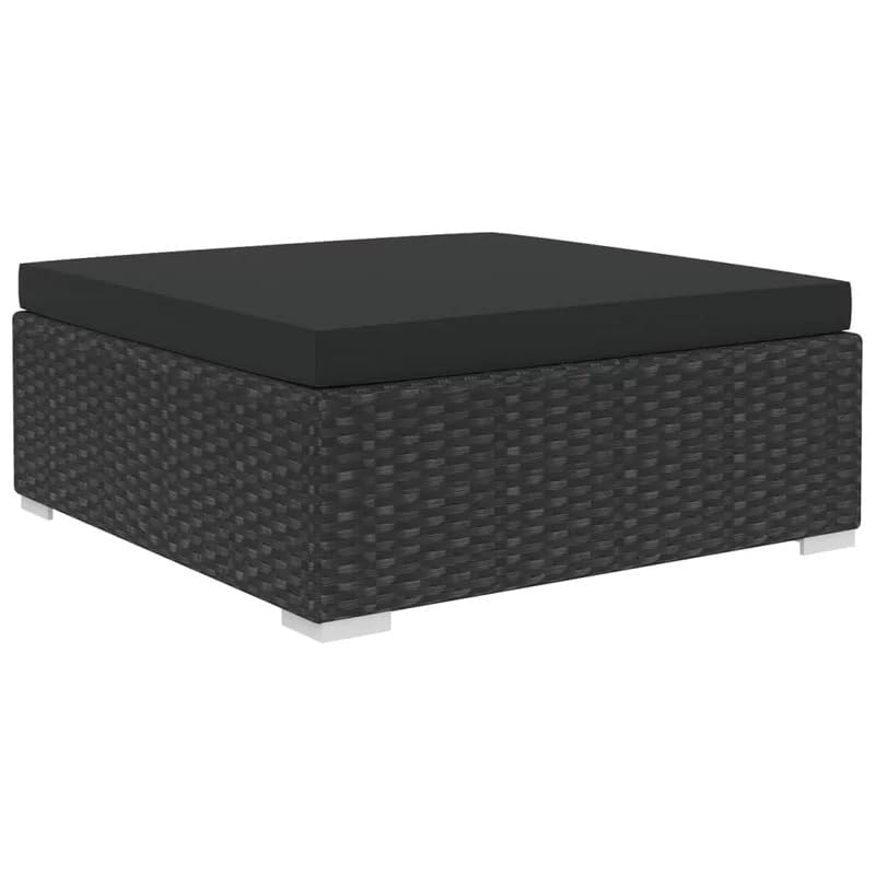 Image of Patio Furniture Set: 4-Piece Waterproof Outdoor Sectional Sofa with Washable Soft Cushion Wicker Patio Furniture for an Outdoor Garden, Balcony, or Backyard.(Black)