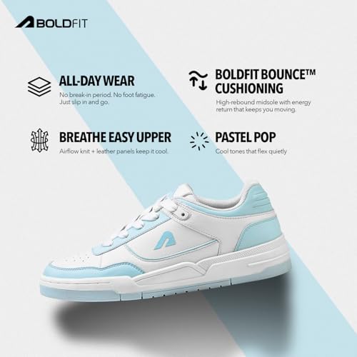 Image of Boldfit Sneakers for Women Comfortable Air Faux Leather Shoes for Woman, Lace-Up Casual Girls Shoe, Lightweight Sneaker Shoes for Woman DripWave