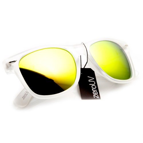 Flat Matte Reflective Flash Color Lens Large Horn Rimmed Style Sunglasses - UV400 (Frost Sun)2