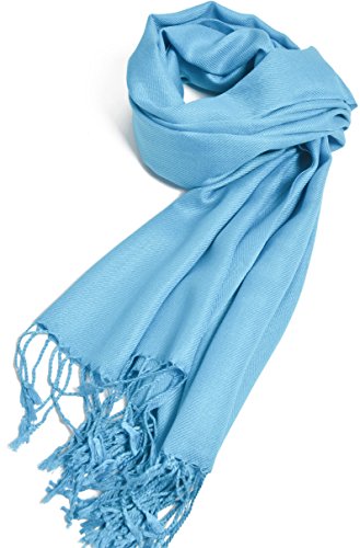 Premium Large Soft Silky Pashmina Shawl Wrap Scarf in Solid Colors (Turquoise)