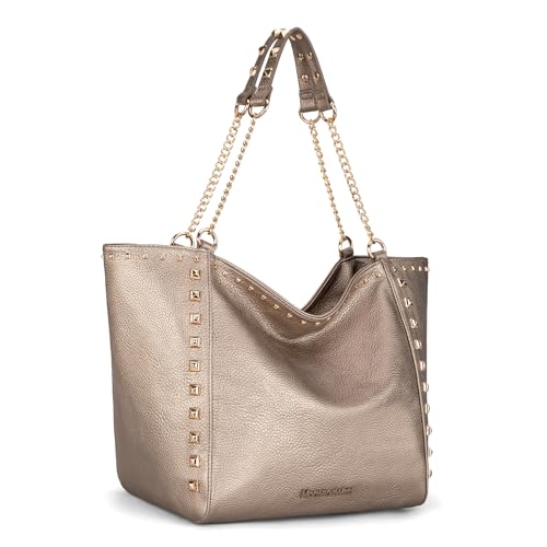 Montana West Bolsa grande para mulheres, bolsas de ombro grandes com bolsa de mão de corrente, GG - ouro, X-Large
