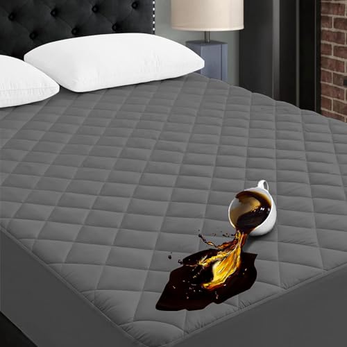 Image of Ayka 100% Waterproof Cotton Quilted Mattress Protector Single Size Breathable Hypoallergenic Noiseless Ultra Soft Fitted Bed Protector 78x36 inch Mattress /Bed Cover (Single 78x36 | 6.5x3 ft, Grey)