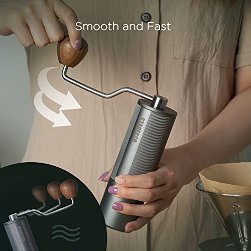 STARESSO D6 Manuelle Kaffeemühle Edelstahl,mit Kaffeefilter,Kapazität 20g,Einstellbar Espressomühle ,Handkaffeemühle – Bild 6