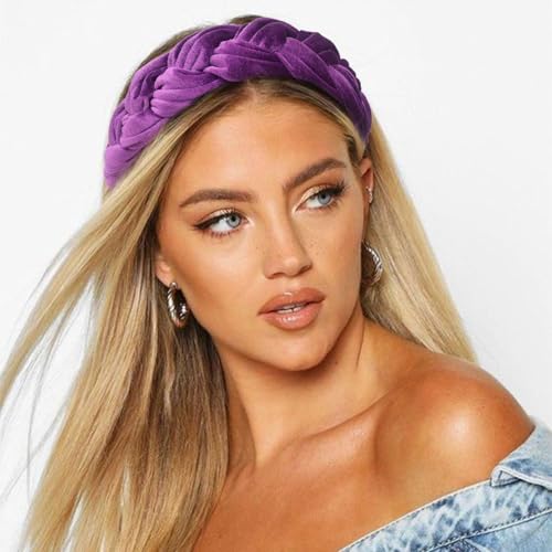 Image of DRESHOW Velvet Braided Headband Women Hair Hoop Elastic Hair Bands Fashion Headbands for Women