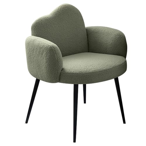 Elegante sillón con respaldo envolvente para dormitorio y maquillaje, bonita silla de tocador verde con reposabrazos, ideal para múltiples escenas (76 cm)