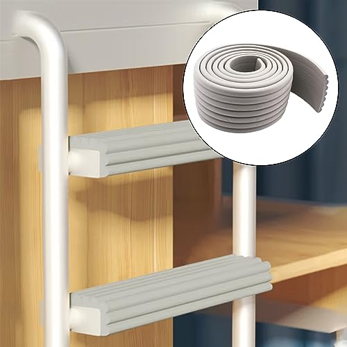 Image of Bunk Bed Ladder Pads, PVC Soft Corner Protectors, 6.56 ft Edge Protector Adjustable Ladder Pads with Strong Adhesive Corner Protectors for Stair Steps Foot Comfort (Gray 78.7inches)