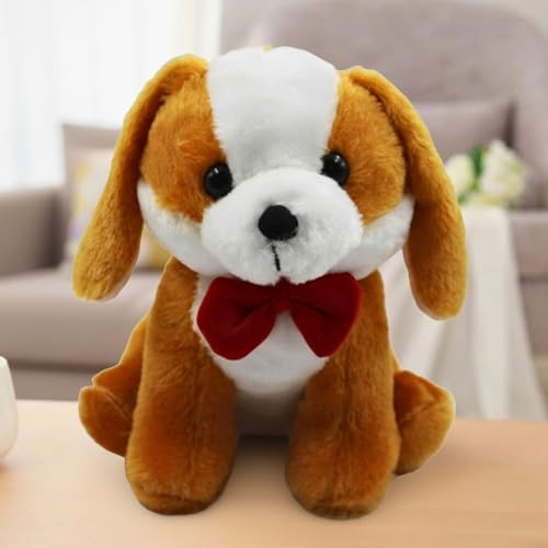 Image of Tickles Sitting Dog Soft Stuffed Plush Animal Toy for Kids Birthday Gifts (Color: White & Brown Size: 20 cm)