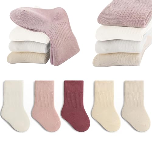 QIYIENDIAN 5 Paare Kleinkind Crew Socken weiche Baumwolle Socken elastische...