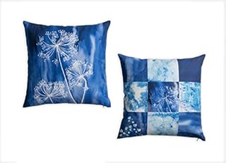 Amazon Brand - UMI Indigo - Indigo Tinge 100% Cotton Pack of Two Cushion Covers 45 cm by 45 cm