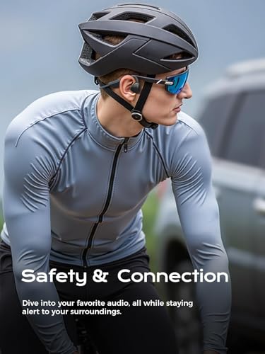 Bone Conduction Headphones,Open-Ear Bluetooth 5.3 Wireless with Mic, IPX7 Waterproof Sport Earphones with 12H Playtime & Magnetic Fast Charge, Secure Fit for Cycling,Fitness,Gym (Obsidian Black)