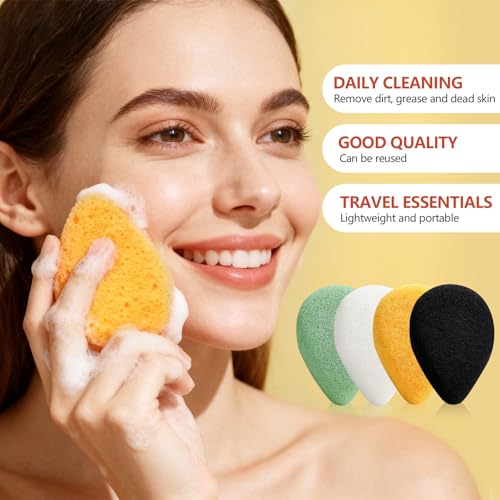 Juego de 4 Esponja de Limpieza Facial Con Carbón Activado, Esponja de Konjac, para Una Limpieza y Exfoliación Suave, Adecuado para la Mayoría de la Piel - imagen 5