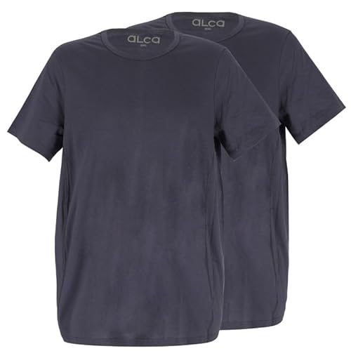 ALCA Fashion 100% Cotton Authentic T-Shirt Herren 2er Set | Für Männer mit großer Bauchumfang | O-Ausschnitt/Rundhals | Perfekt sitzendes T-Shirt für einen größere Taillenumfang, gris, 8XL